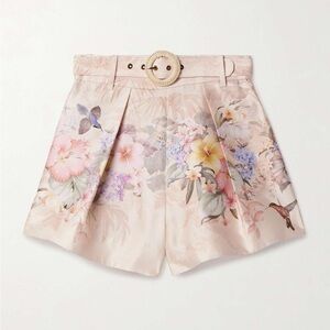 ZIMMERMANN Illuminate Belted Floral Print Shorts sz 1 NWT 625$